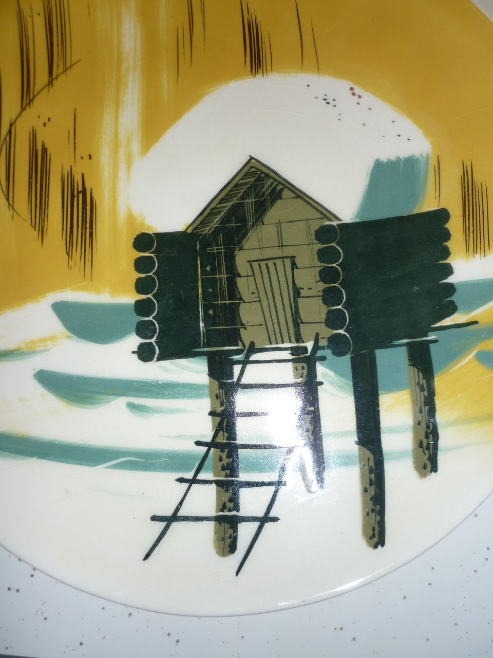 Matthew Adams ~Alaska Series-Cabin-Charger Plate~ Signed & Numbered Mid-Mod Piece Matthew Adams ~Alaska Series-Cabin-Charger Plate~ Signed & Numbered Mid-Mod Piece