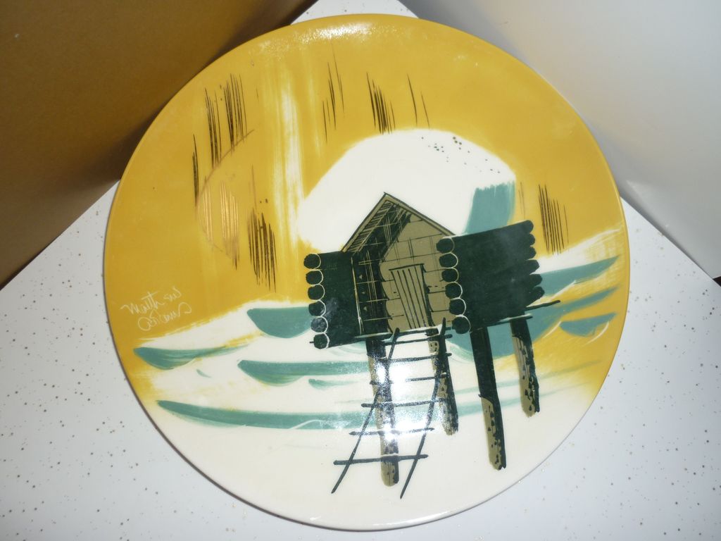 Matthew Adams ~Alaska Series-Cabin-Charger Plate~ Signed & Numbered Mid-Mod Piece Matthew Adams ~Alaska Series-Cabin-Charger Plate~ Signed & Numbered Mid-Mod Piece