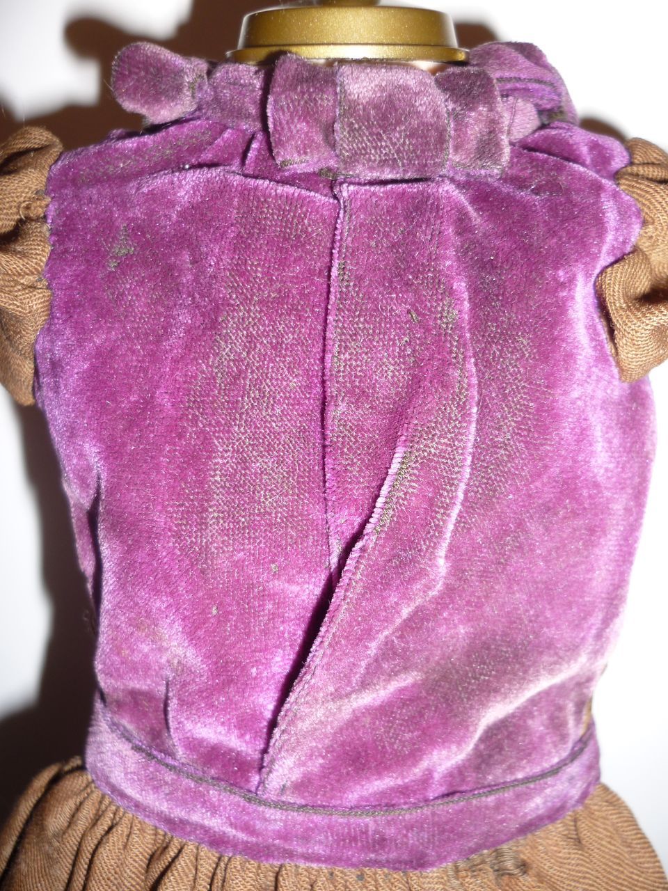 Antique Doll Dress -Wool and Velvet~ Shoe Buttons & Bow Accents Antique Doll Dress -Wool and Velvet~ Shoe Buttons & Bow Accents