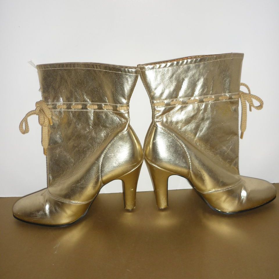 Lotus Gold Lame Boots -Made in the United Kingdom -1970's Lotus Gold Lame Boots -Made in the United Kingdom -1970's