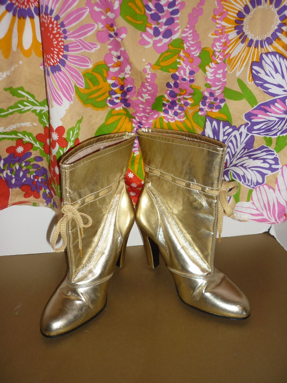 Lotus Gold Lame Boots -Made in the United Kingdom -1970's Lotus Gold Lame Boots -Made in the United Kingdom -1970's