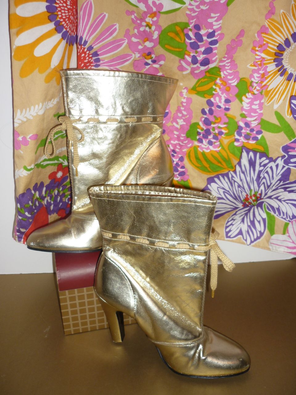 Lotus Gold Lame Boots -Made in the United Kingdom -1970's Lotus Gold Lame Boots -Made in the United Kingdom -1970's