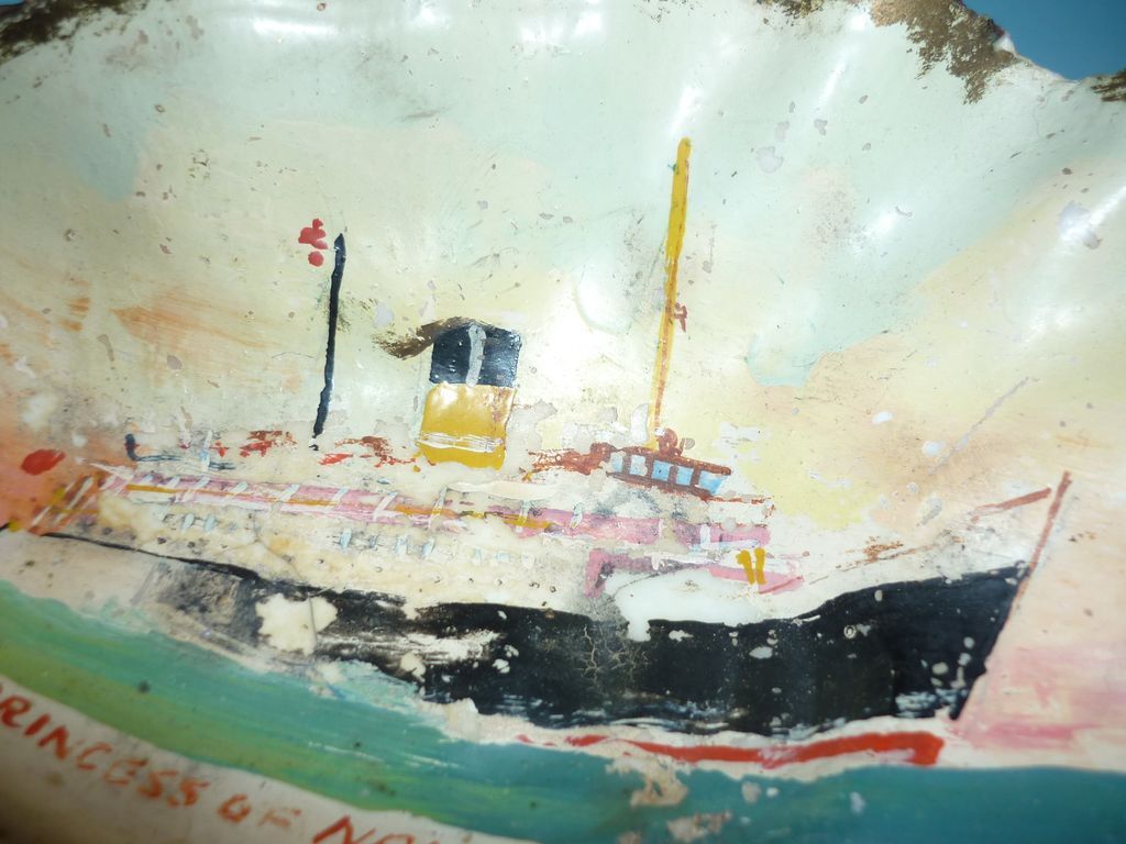 1950's ~Oyster Shell Painting~Nautical-Princess Of Nanaimo Ferry Boat -OOAK 1950's ~Oyster Shell Painting~Nautical-Princess Of Nanaimo Ferry Boat -OOAK