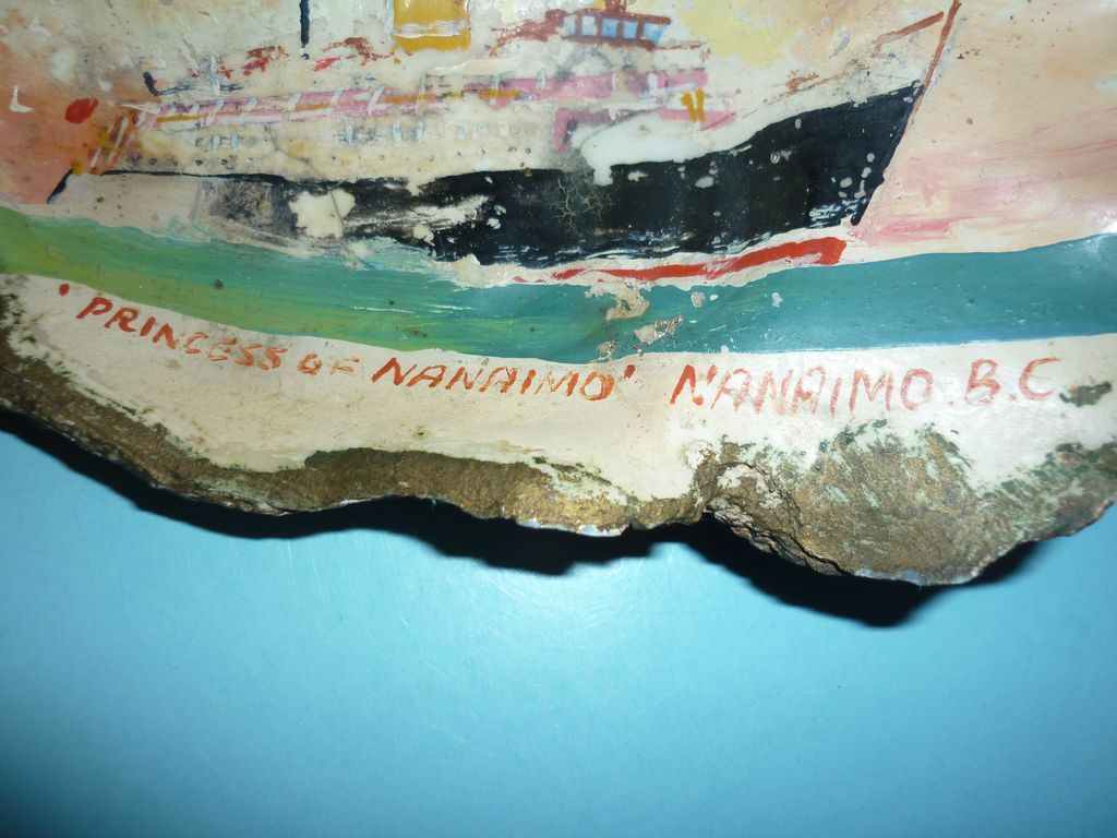 1950's ~Oyster Shell Painting~Nautical-Princess Of Nanaimo Ferry Boat -OOAK 1950's ~Oyster Shell Painting~Nautical-Princess Of Nanaimo Ferry Boat -OOAK