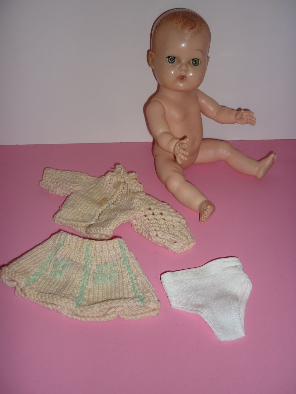 Tiny Tears Doll by American Character -From 1950 11 1/2" tall- knit outfit Tiny Tears Doll by American Character -From 1950 11 1/2" tall- knit outfit