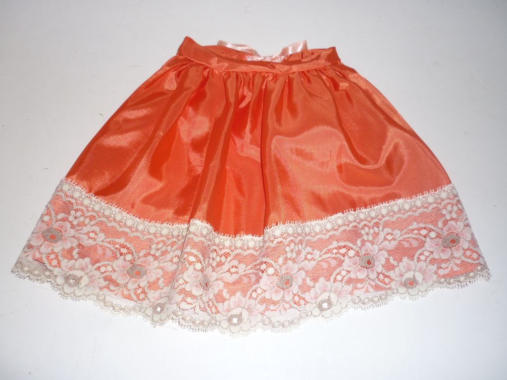 Vintage Lace Petticoat/Slip for a Bisque doll-Orange with lace trim Vintage Lace Petticoat/Slip for a Bisque doll-Orange with lace trim
