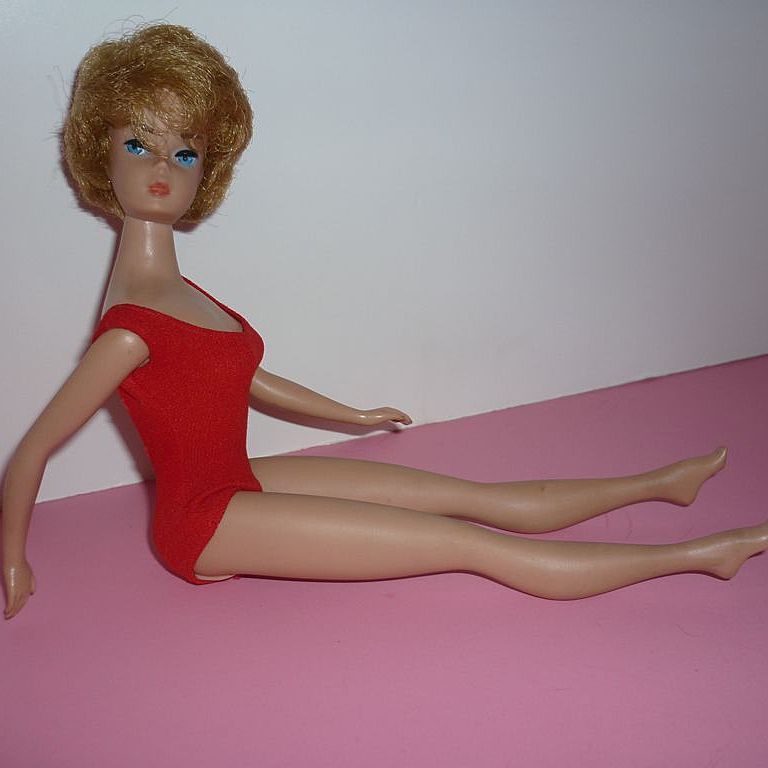 Mattel 1960's Golden Blonde Bubblecut Barbie Doll + Red Swimsuit Mattel 1960's Golden Blonde Bubblecut Barbie Doll + Red Swimsuit