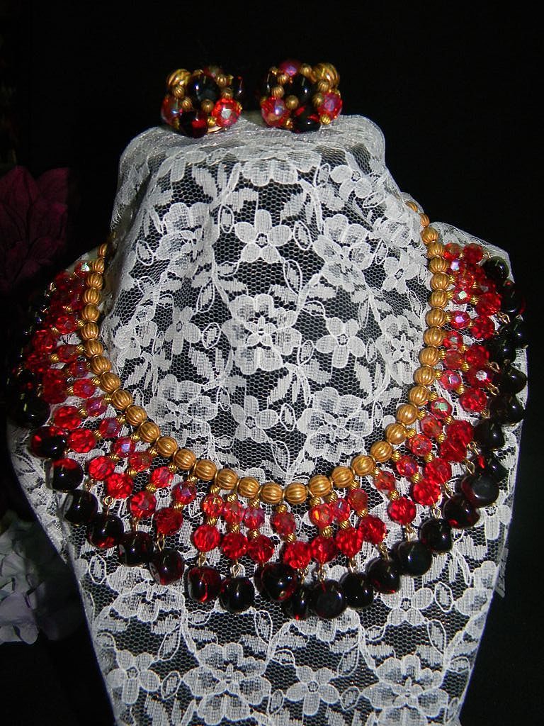 House of Schrager- Vintage Signed "JONNE" Drippy Beaded Demi Parure House of Schrager- Vintage Signed "JONNE" Drippy Beaded Demi Parure