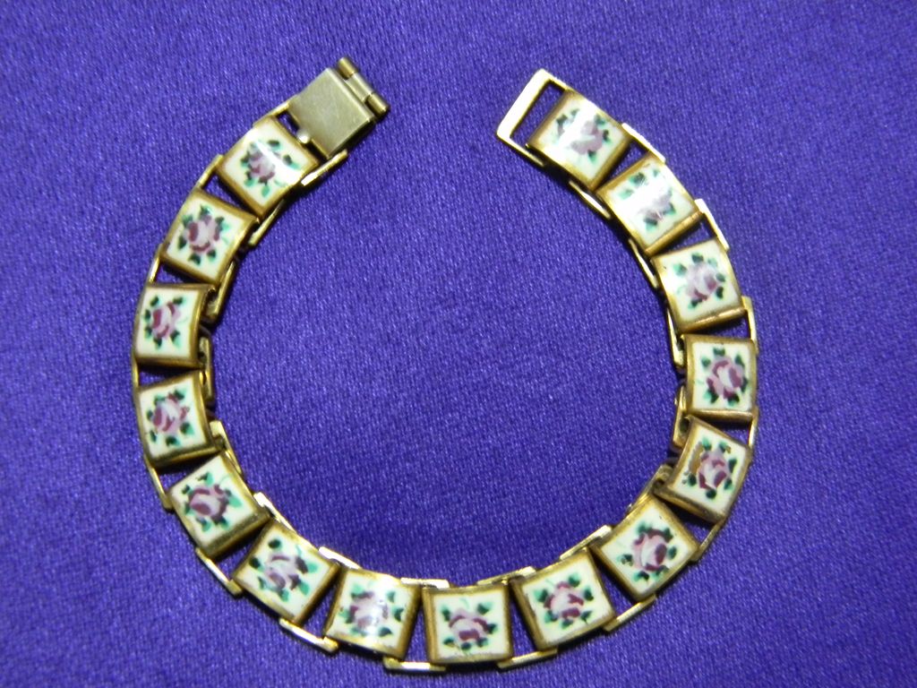 Vintage Enamel Guilloche Book Chain Bracelet Vintage Enamel Guilloche Book Chain Bracelet