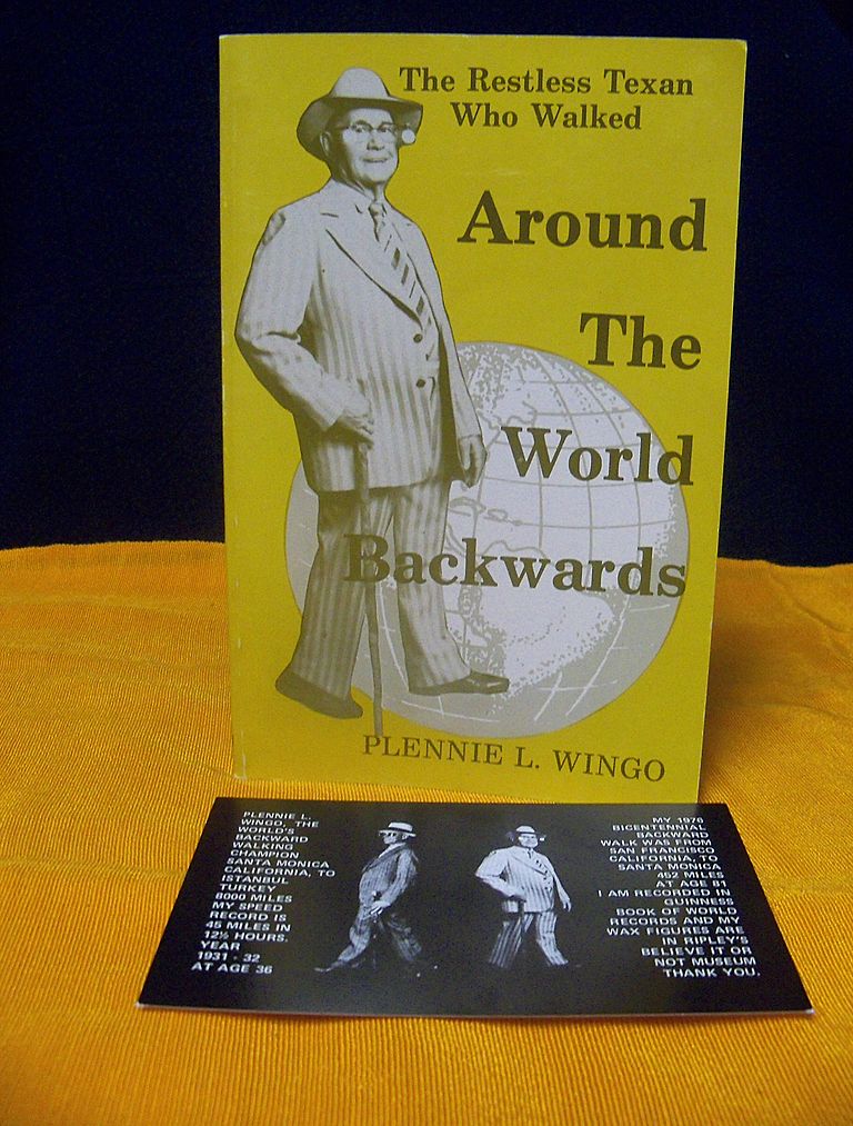 Around the World Backwards with signature and signed postcard Around the World Backwards with signature and signed postcard