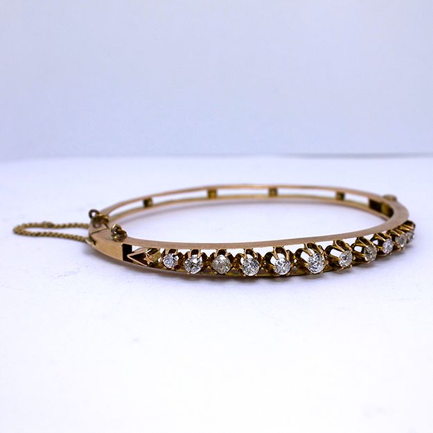 Victorian 9K Rose Gold 1.09 ct Diamond Bangle Victorian 9K Rose Gold 1.09 ct Diamond Bangle