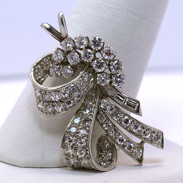 14K Art Deco Revival 2CT Diamond Ribbon Pendant 14K Art Deco Revival 2CT Diamond Ribbon Pendant