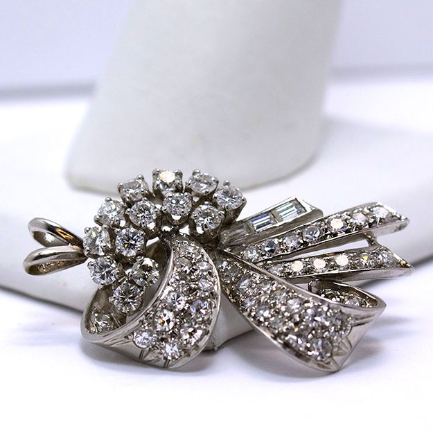 14K Art Deco Revival 2CT Diamond Ribbon Pendant 14K Art Deco Revival 2CT Diamond Ribbon Pendant