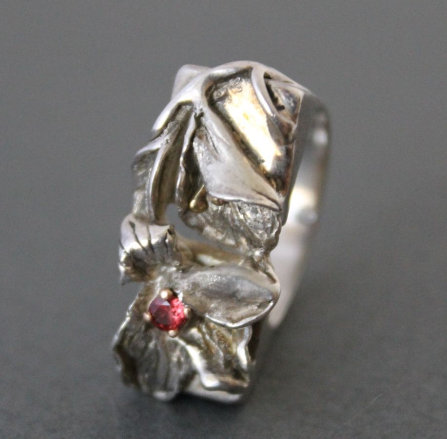 Ring Sterling Silver 14 K. Gold Natural Padparadscha Sapphire Ring Sterling Silver 14 K. Gold Natural Padparadscha Sapphire