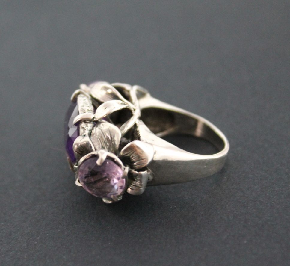 Ring Sterling Silver Three Amethyst Ring Sterling Silver Three Amethyst