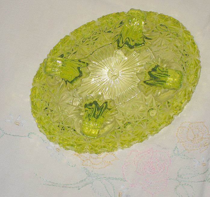 Uranium Glass Daisy and Button Pattern by Anchor Hocking Uranium Glass Daisy and Button Pattern by Anchor Hocking
