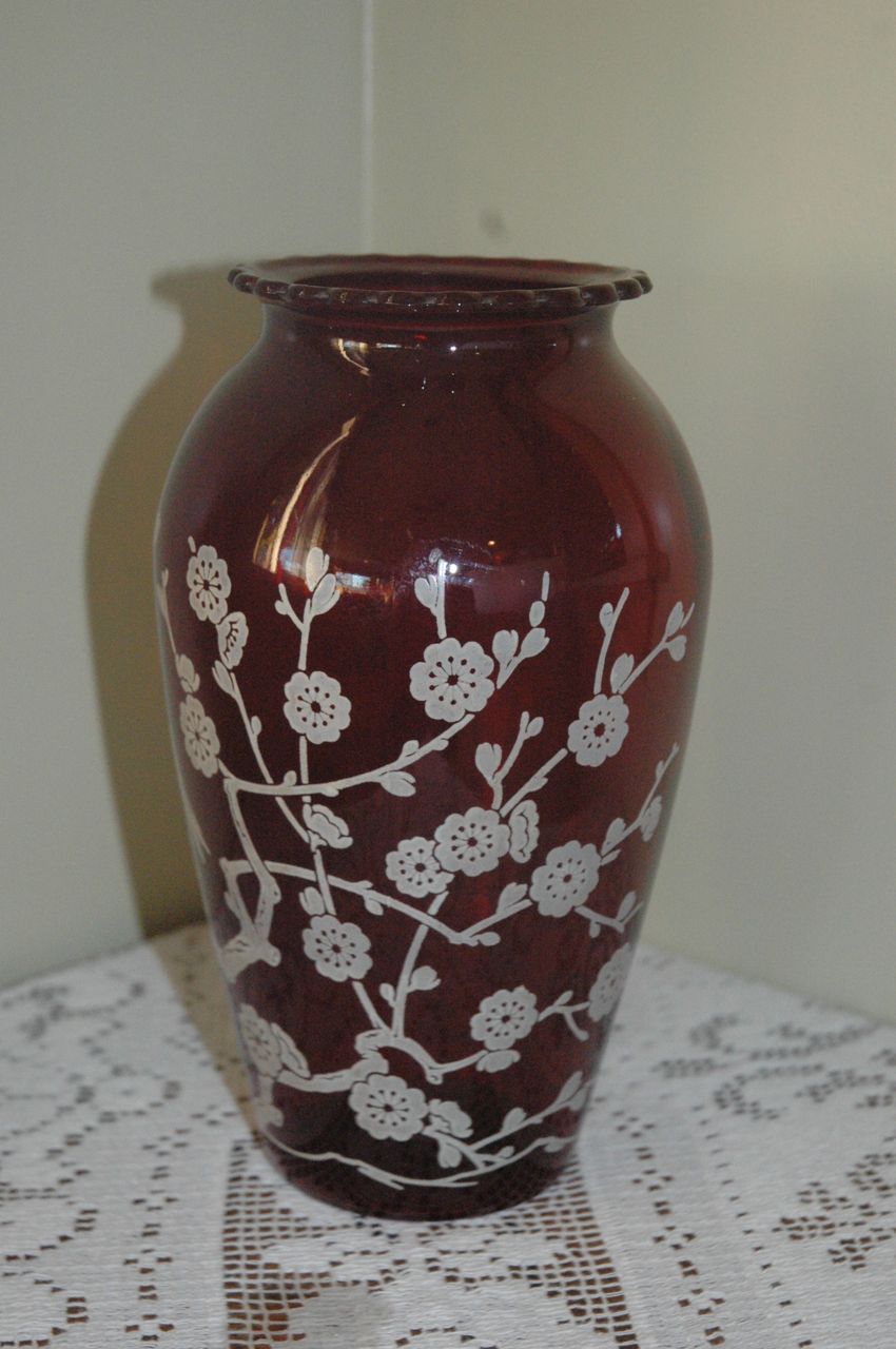 Ruby Red Glass Vase by Anchor Hocking Ruby Red Glass Vase by Anchor Hocking