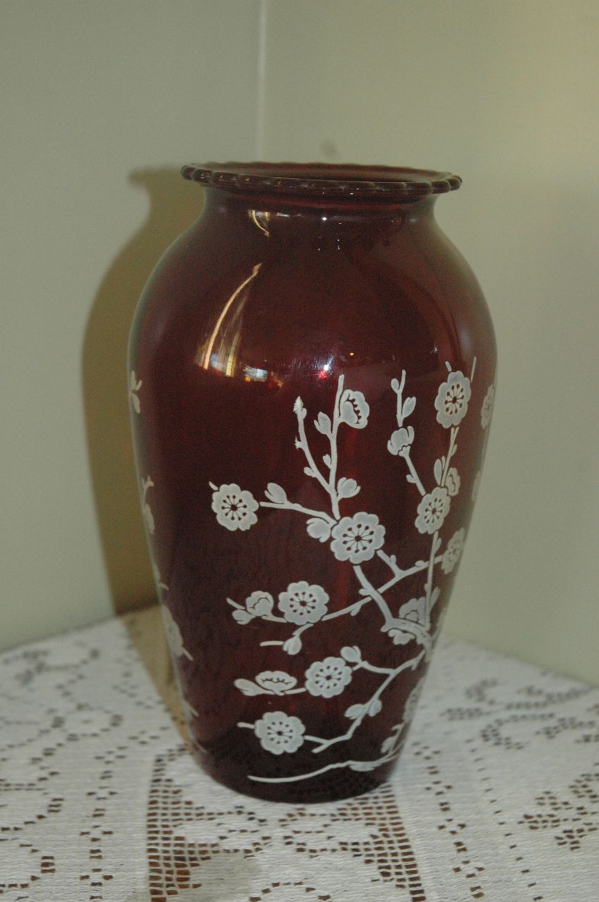 Ruby Red Glass Vase by Anchor Hocking Ruby Red Glass Vase by Anchor Hocking