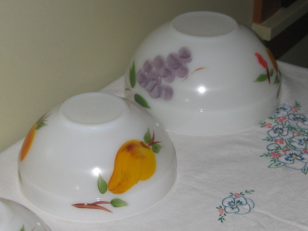 Gay Fad Fruits Fire King Mixing Bowl Set of Three Gay Fad Fruits Fire King Mixing Bowl Set of Three