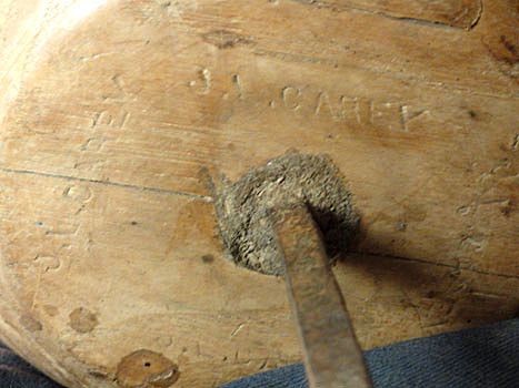 17th Century Primitive 4 Wick Grease Crusie Lamp on Wooden Base 17th Century Primitive 4 Wick Grease Crusie Lamp on Wooden Base