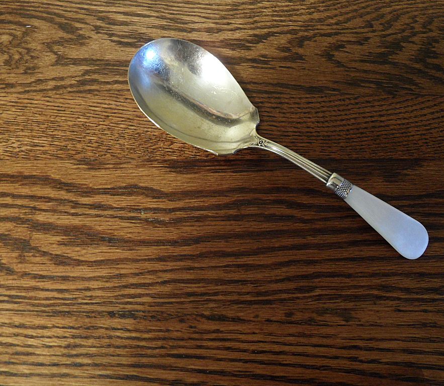 Vintage - JR Mercer - Landers, Frary & Clark - Pearl Handled Serving Spoon Vintage - JR Mercer - Landers, Frary & Clark - Pearl Handled Serving Spoon