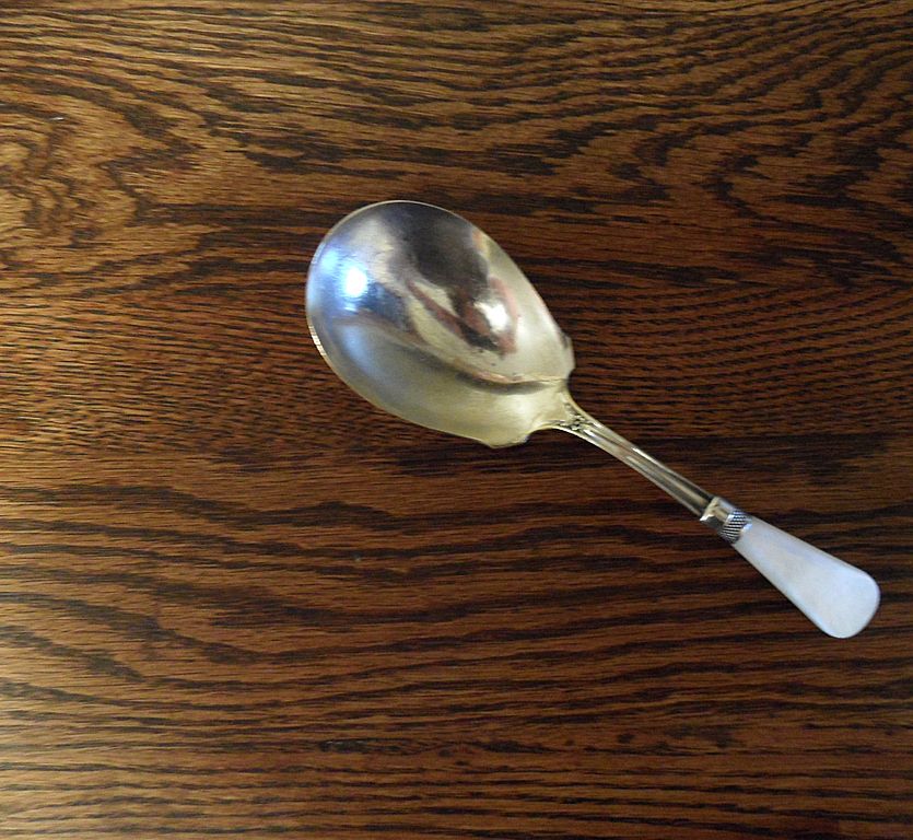 Vintage - JR Mercer - Landers, Frary & Clark - Pearl Handled Serving Spoon Vintage - JR Mercer - Landers, Frary & Clark - Pearl Handled Serving Spoon