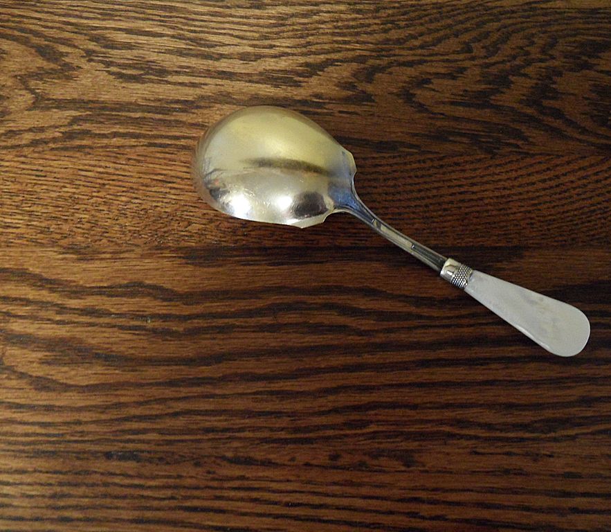 Vintage - JR Mercer - Landers, Frary & Clark - Pearl Handled Serving Spoon Vintage - JR Mercer - Landers, Frary & Clark - Pearl Handled Serving Spoon