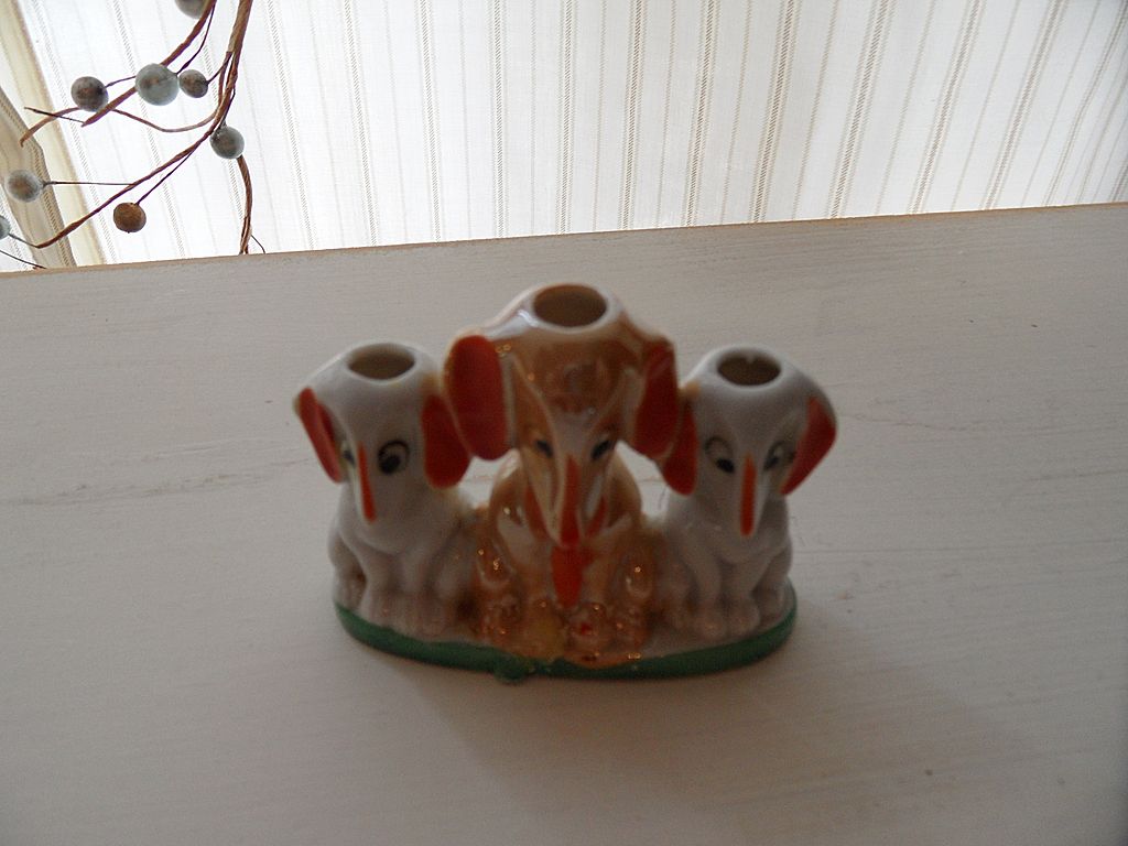 Vintage - Nippon - Lustre Ware - Toothpick holder - Elephants Vintage - Nippon - Lustre Ware - Toothpick holder - Elephants