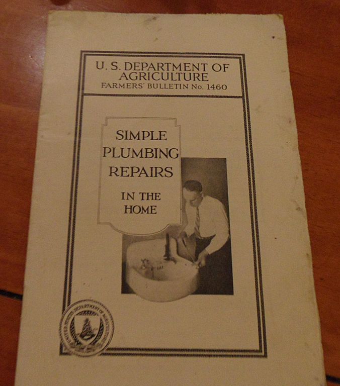Vintage - "Simple Plumbing Repairs in the Home", US Dept of Agriculture, 1942 Vintage - "Simple Plumbing Repairs in the Home", US Dept of Agriculture, 1942