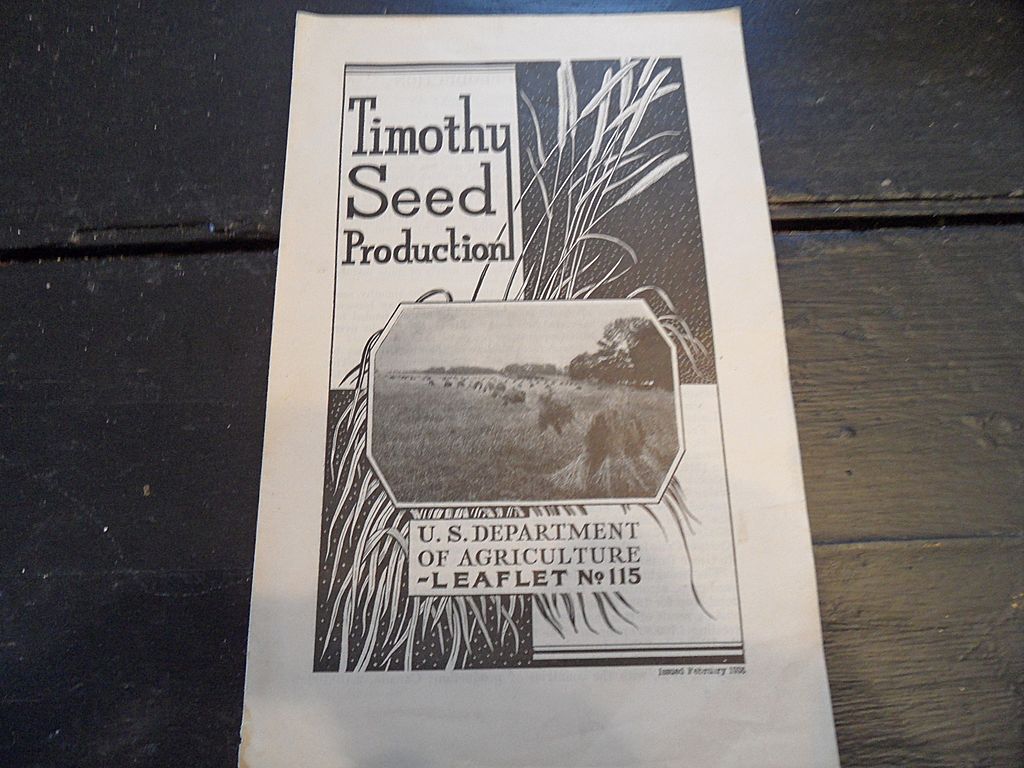 Vintage - "Timothy Seed Production", US Dept of Agriculture, 1936 Vintage - "Timothy Seed Production", US Dept of Agriculture, 1936