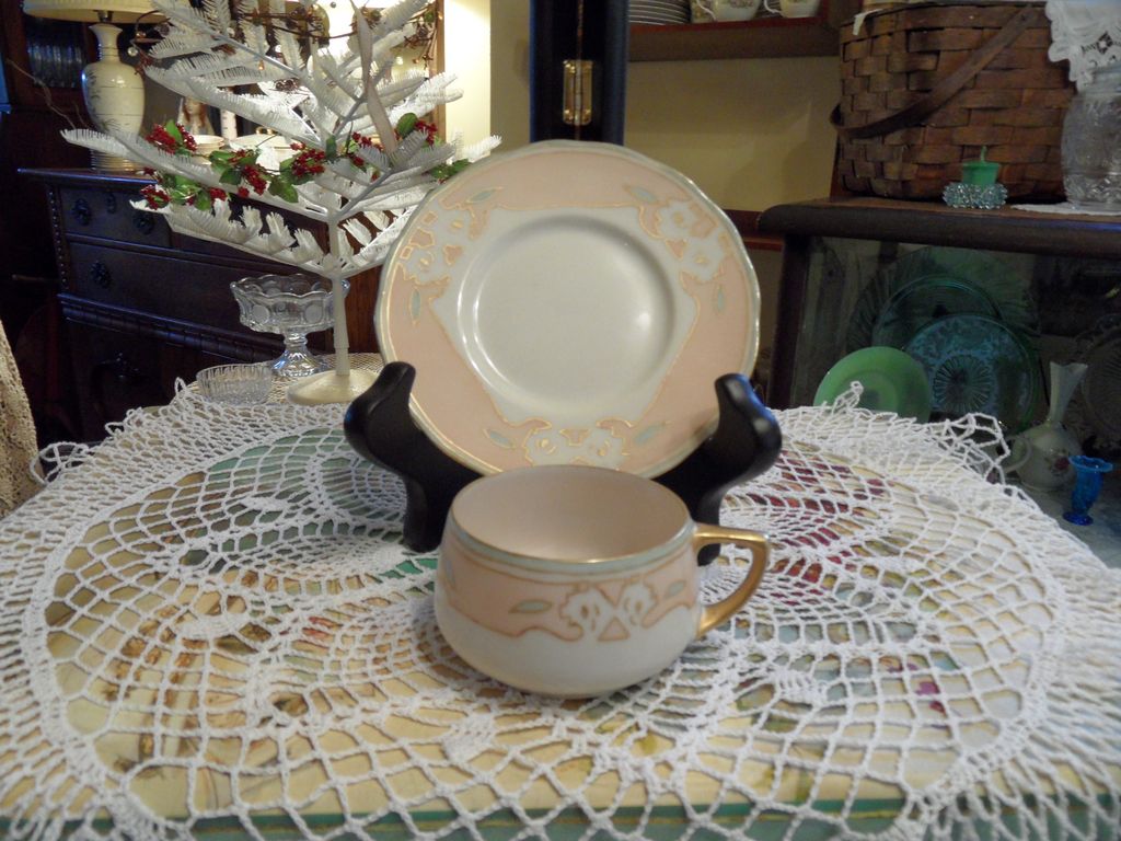 Antique - Limoges - Artist Signed - Tea Cup and Saucer Antique - Limoges - Artist Signed - Tea Cup and Saucer