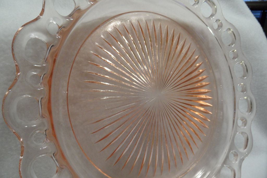 Vintage - Depression Glass - Pink - Cake Plate 10" Vintage - Depression Glass - Pink - Cake Plate 10"