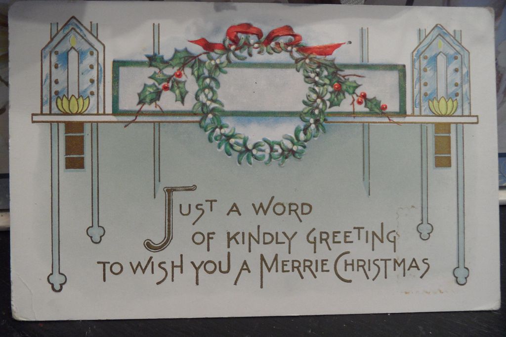 Antique - Postcard - Christmas - One Cent Washington Stamp - Offset Antique - Postcard - Christmas - One Cent Washington Stamp - Offset