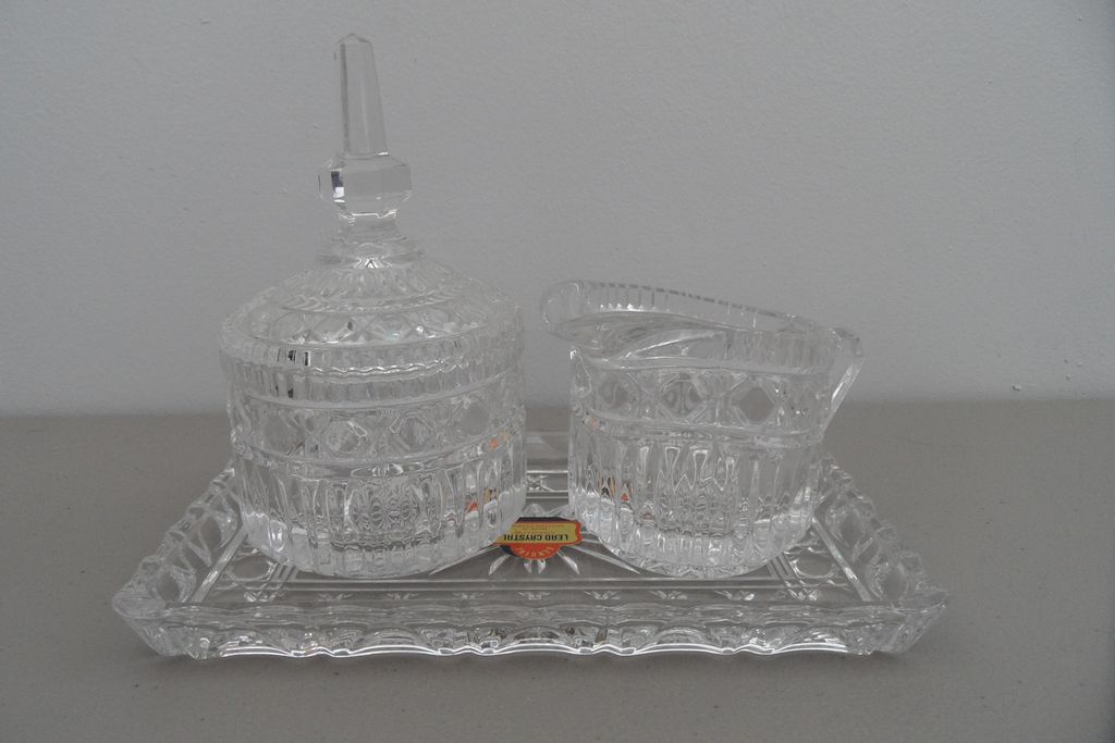 Vintage - Lead Crystal - Creamer/Sugar and Tray Vintage - Lead Crystal - Creamer/Sugar and Tray