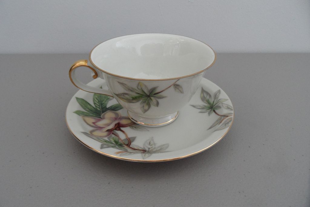 Vintage - Meito China - Woodrose - Footed Cup and Saucer Vintage - Meito China - Woodrose - Footed Cup and Saucer