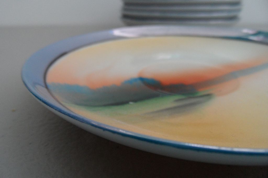 Vintage - Nippon Saucers - Tree in Meadow Design Vintage - Nippon Saucers - Tree in Meadow Design