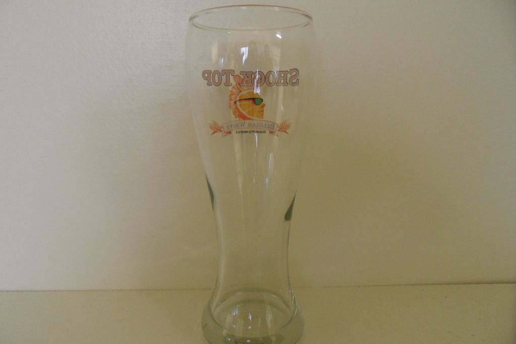 Vintage - Beer Glass - Shock Top Belgian White 16 oz, Belgian Style Wheat Ale Vintage - Beer Glass - Shock Top Belgian White 16 oz, Belgian Style Wheat Ale