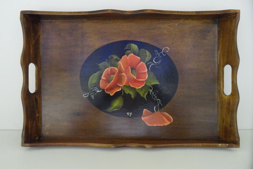 Vintage - Tray - Hand-Painted and signed by artist, DB Vintage - Tray - Hand-Painted and signed by artist, DB