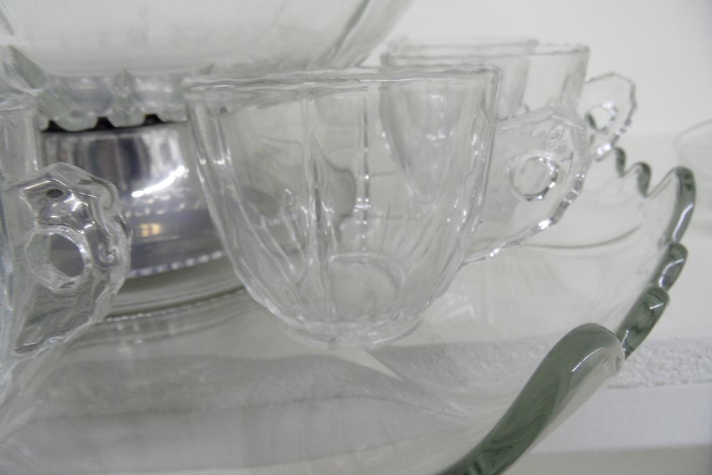 Vintage - Punch Bowl with Twelve Cups and Spoon - Swivels! Vintage - Punch Bowl with Twelve Cups and Spoon - Swivels!