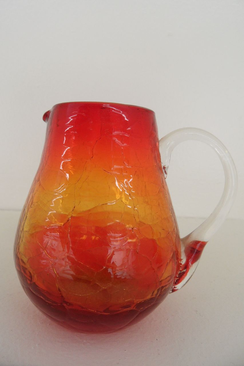 Vintage - Glass Pitcher - Amberina - Crackle Glass Vintage - Glass Pitcher - Amberina - Crackle Glass
