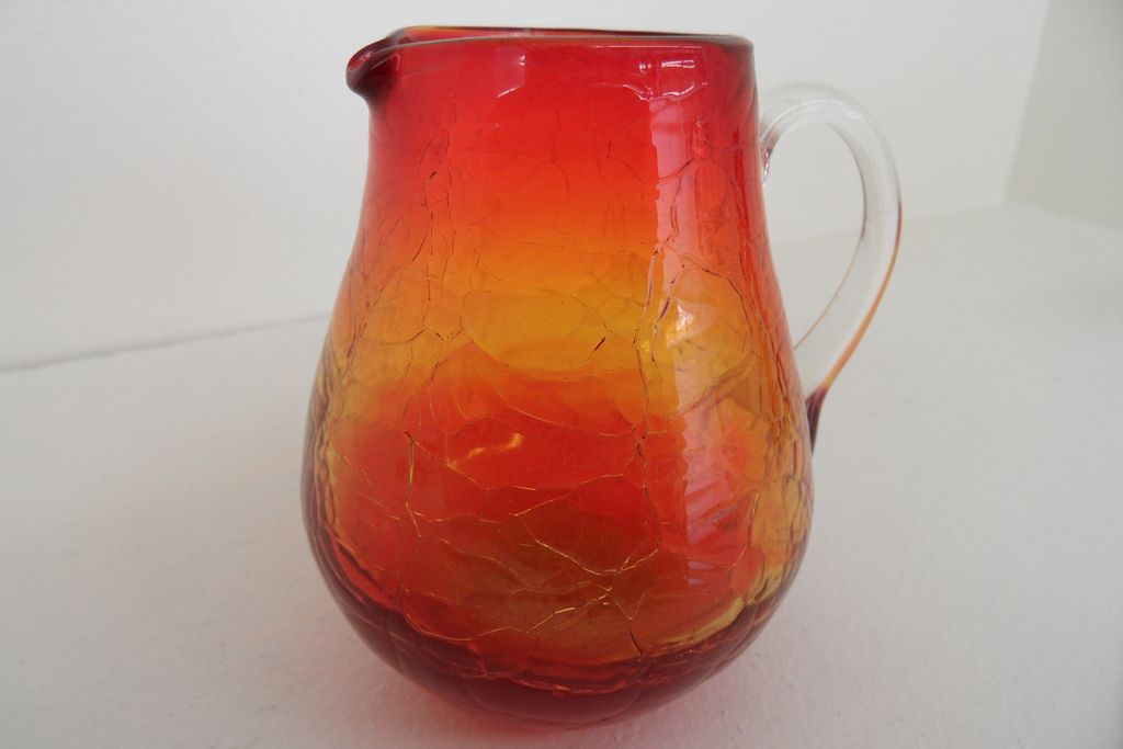 Vintage - Glass Pitcher - Amberina - Crackle Glass Vintage - Glass Pitcher - Amberina - Crackle Glass
