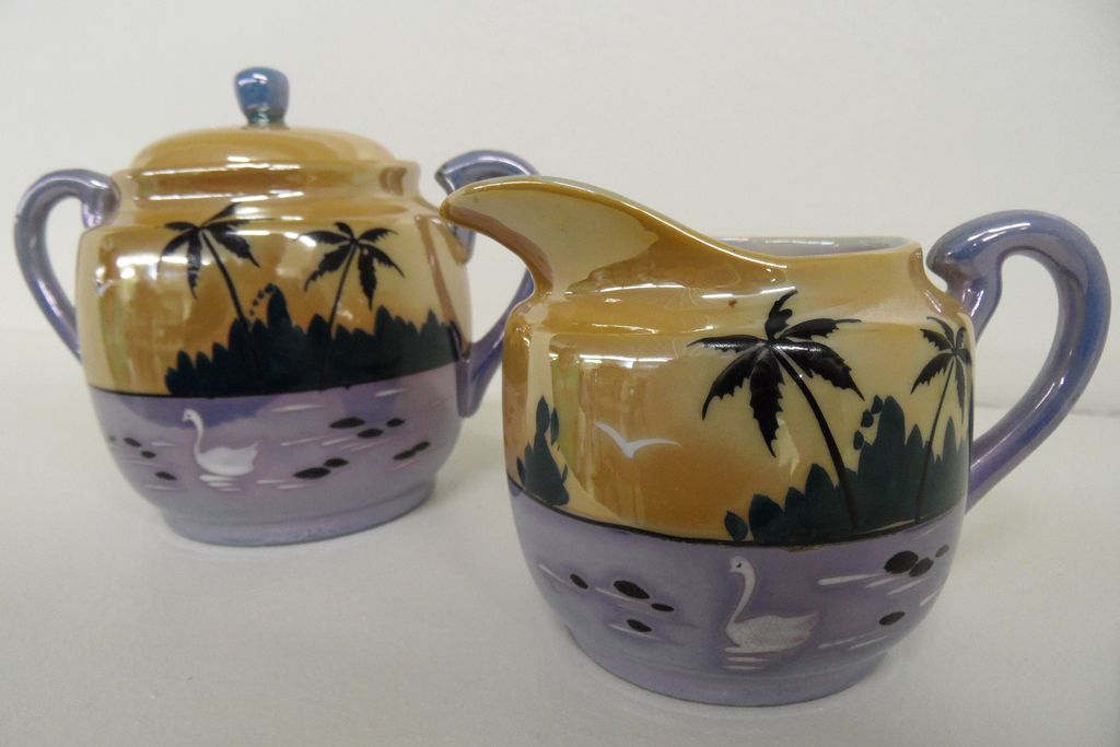 Vintage - Creamer and Sugar - Made in Japan - Lustreware Vintage - Creamer and Sugar - Made in Japan - Lustreware