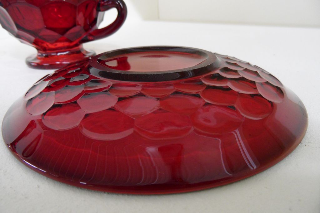 Vintage - Glass - Ruby Red Cup and Saucer Set Vintage - Glass - Ruby Red Cup and Saucer Set