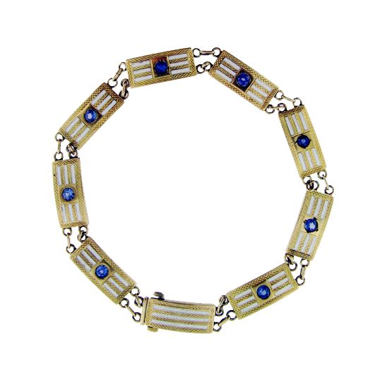 Fine Enameled Art Deco Gold Bracelet Fine Enameled Art Deco Gold Bracelet