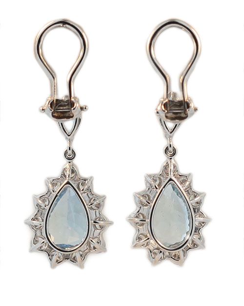 Elegant Vintage Aquamarine and Diamond Ear Pendants Elegant Vintage Aquamarine and Diamond Ear Pendants