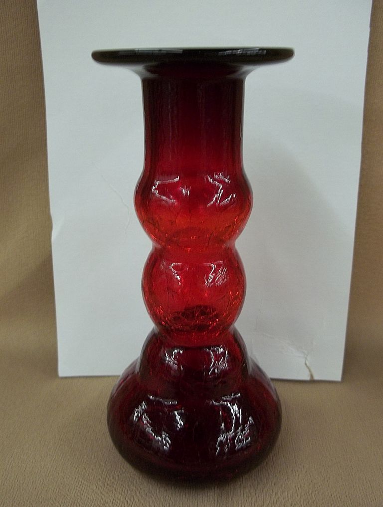 Crackle Glass Red Candle Holder Crackle Glass Red Candle Holder