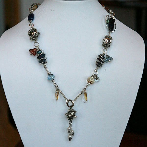 Blue Sapphire, Citrine, Moonstone, Iolite &Sterling Silver Necklace Blue Sapphire, Citrine, Moonstone, Iolite &Sterling Silver Necklace
