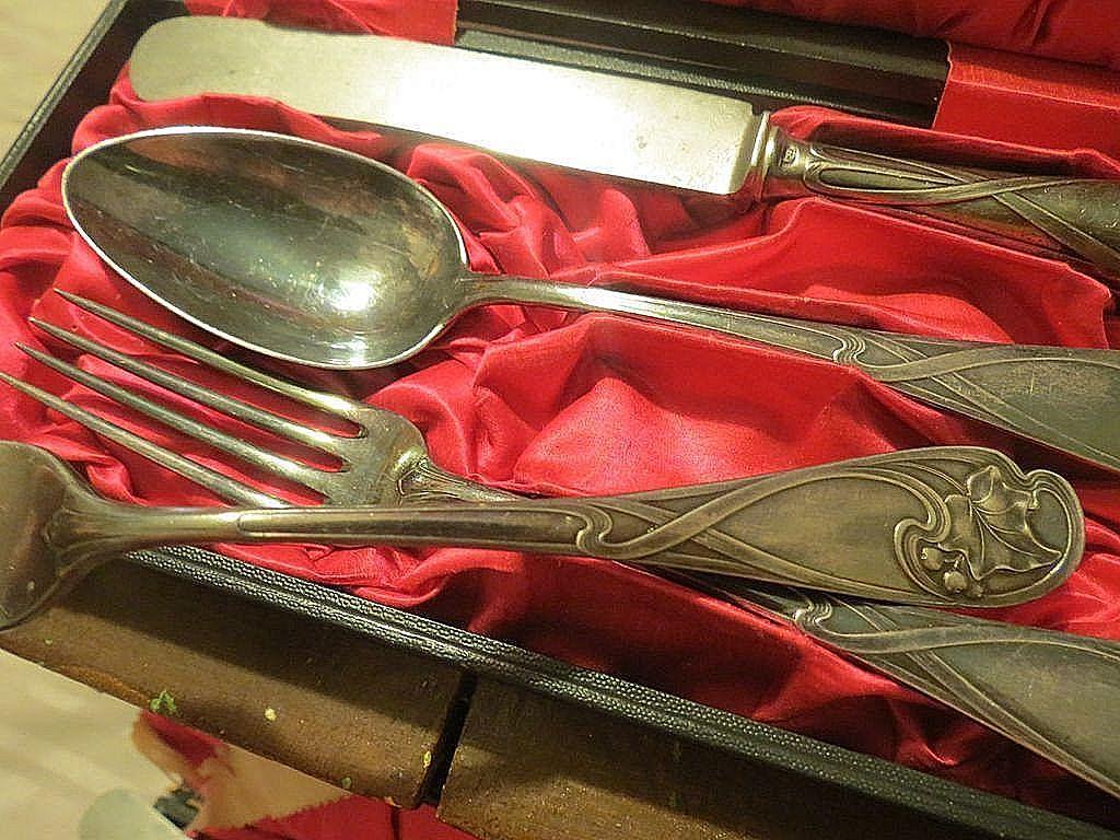 Antique Art Nouveau Silver Flatware in cases from 2271668 on Ruby Lane