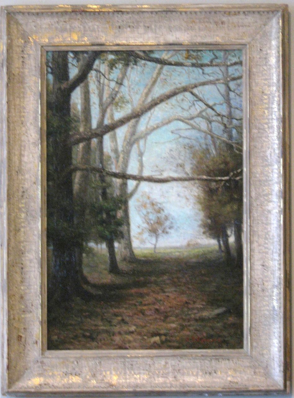Beautiful Oil Painting of a Landscape Scene with Tree Branches Beautiful Oil Painting of a Landscape Scene with Tree Branches