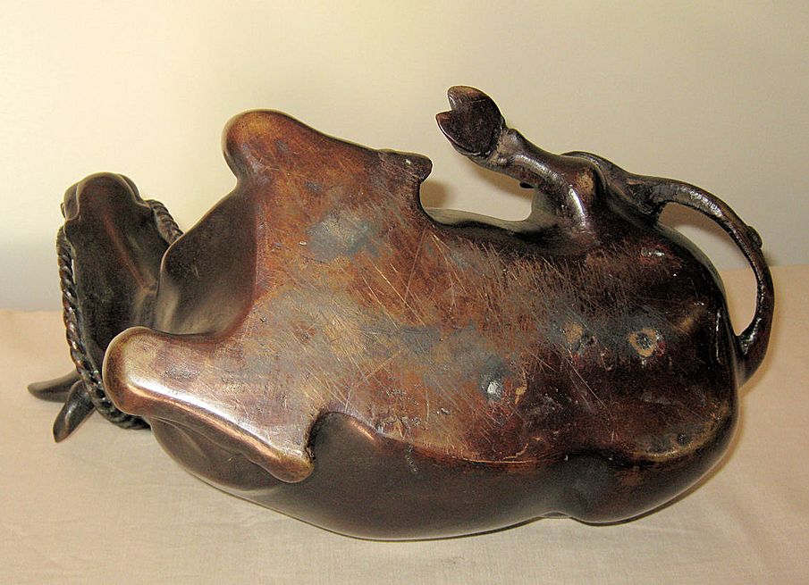 Chinese Cast Recumbent Bronze Brahman Bull Chinese Cast Recumbent Bronze Brahman Bull